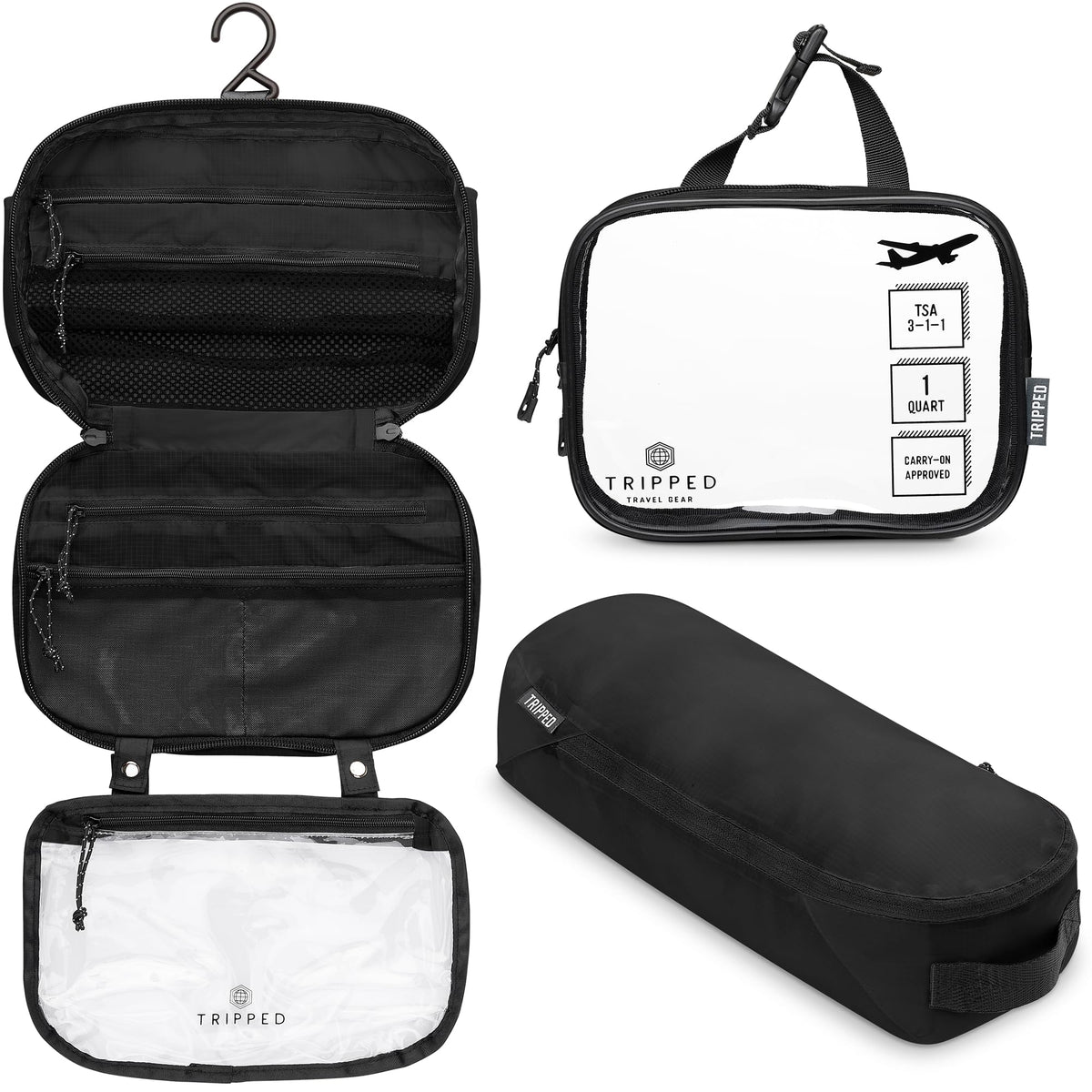 3-Piece Travel Toiletry Bag Set with Organized Storage
