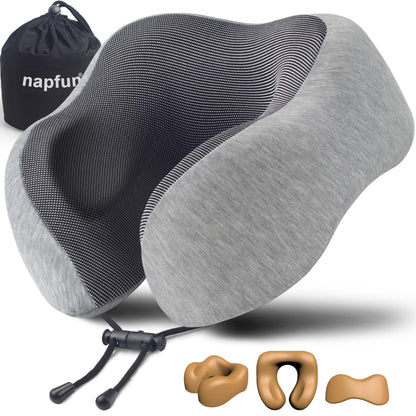 napfun Neck Pillow for Travel, Memory Foam Airplane Pillow