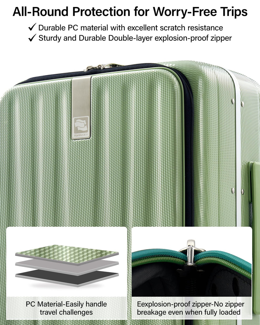 Hanke 16 20 24 26 Inch Carry On Suitcase PC Hardshell Luggage Top Open Aluminum Frame Rolling Suitcases with Wheels Travel Luggage for Womem Men