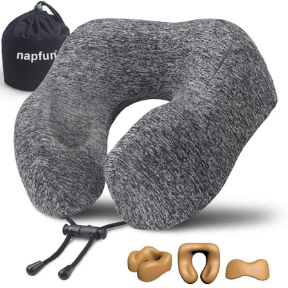 napfun Neck Pillow for Travel, Memory Foam Airplane Pillow